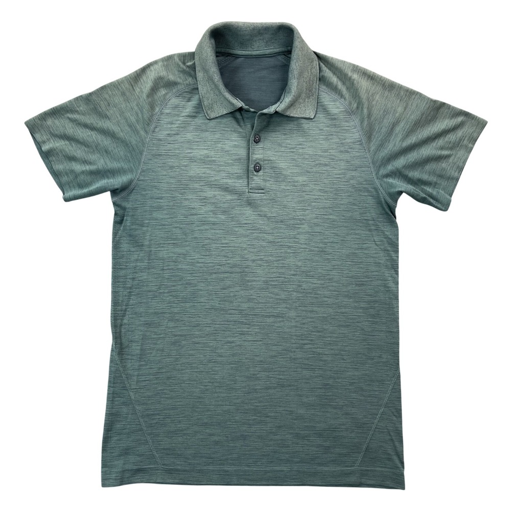 Lululemon Mens Small Metal Vent Tech Polo Shirt Green Short Sleeve